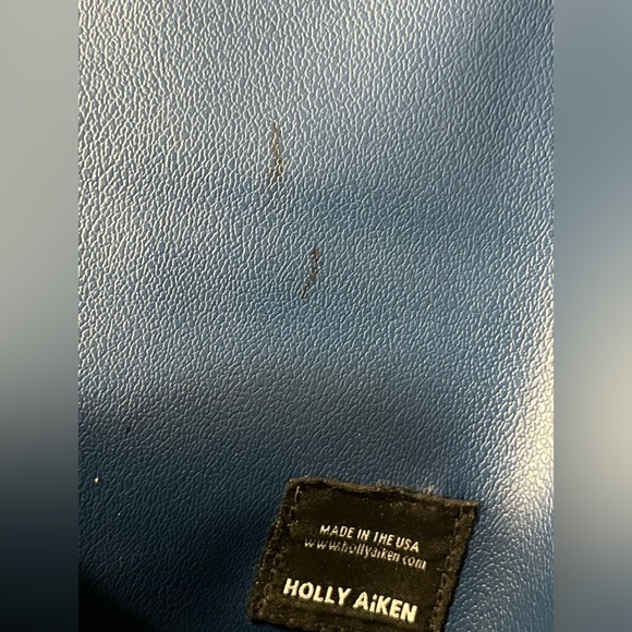 Holly Aiken Fold Over Crossbody Shoulder Bag Purse Blue Grey White Adjustable - Picture 11 of 11